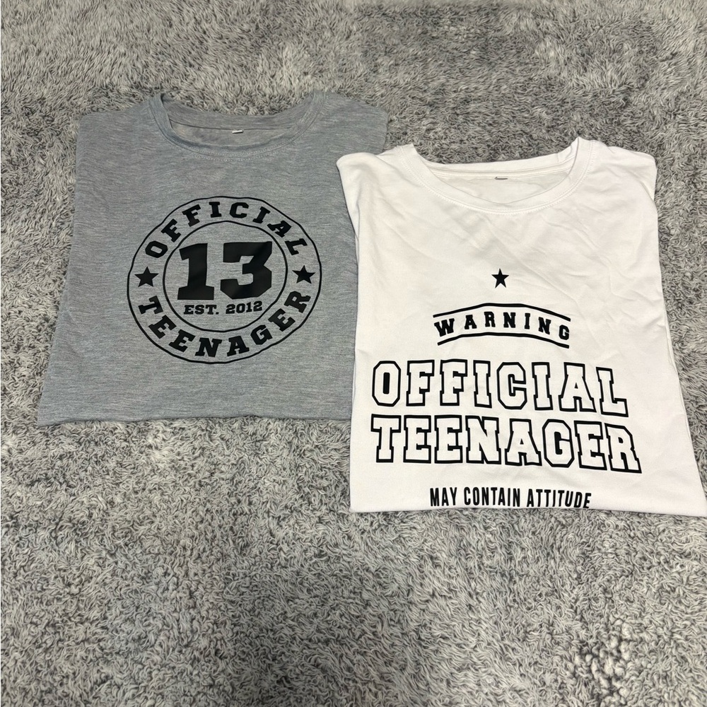 Official Teenager Graphic Tees in Gray and White